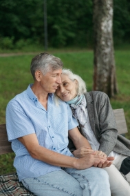 Couple sitting on the park bench